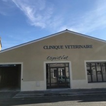 à LIBOURNE (33) - CLINIQUE VETERINAIRE ESPRIT'VET - lettrage en aluminium massif.