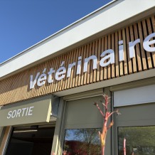 à VILLENAVE D’ORNON (33) – façade en bois et lettrage PVC 19 mm.