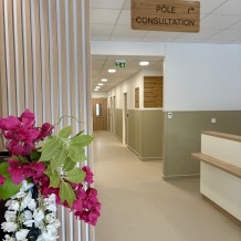à VILLENAVE D'ORNON (33) - panneau en bois de chêne avec gravure laser, fixation sur filins inox.